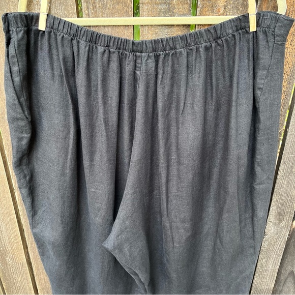 Flax Black 100% Linen Wide Leg Side Button Pants Sz 1X - Picture 8 of 16